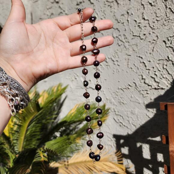 Silpada Freshwater Pearl Necklace N1183 Purple Black Iridescent Sterling Silver - Picture 6 of 10